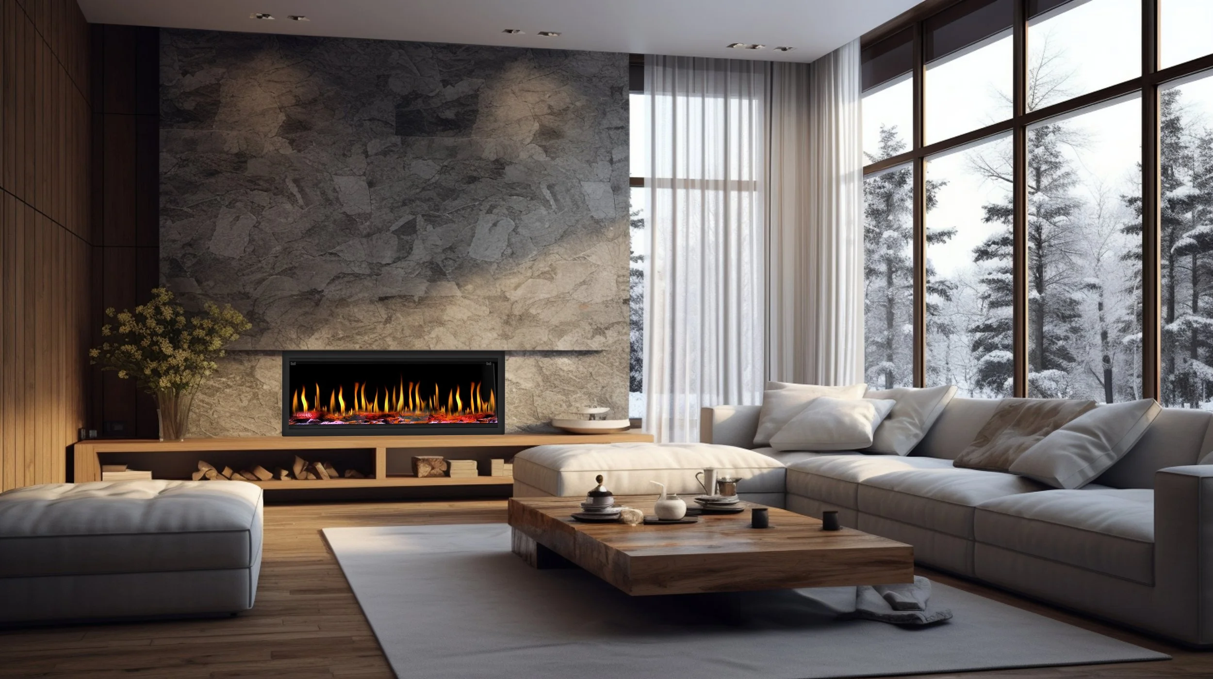 DYFVX63 Electric Fireplace | 63-Inch Modern Linear Design by